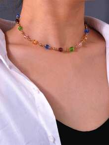 Crystal Decor Choker - Multicolor - View 1
