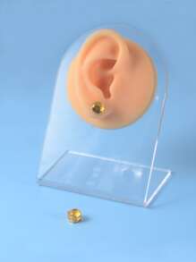 Men Cubic Zirconia Decor Magnetic Earrings - Yellow Gold - View 2