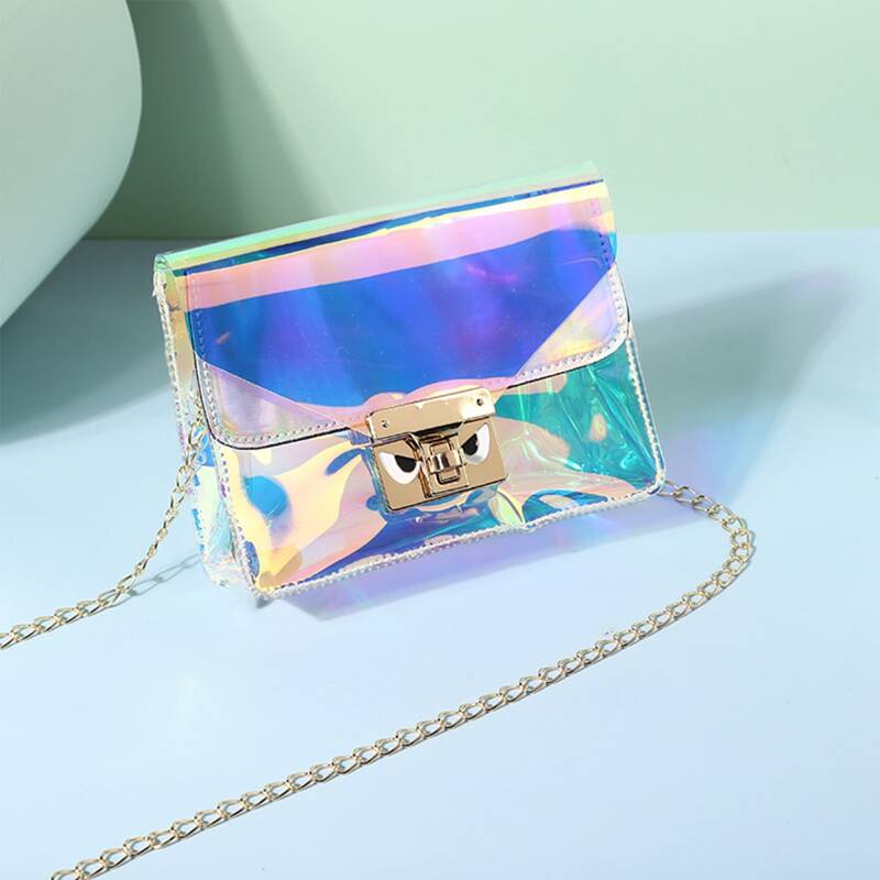 

Holographic Chain Crossbody Bag, Multicolor
