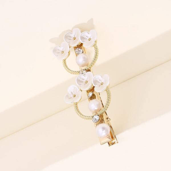 

Flower Decor Hair Clip, White