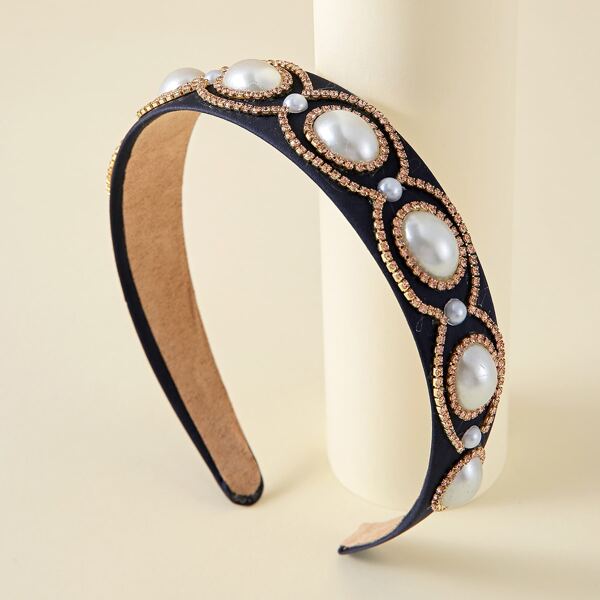 

Faux Pearl & Rhinestone Decor Headband, Multicolor