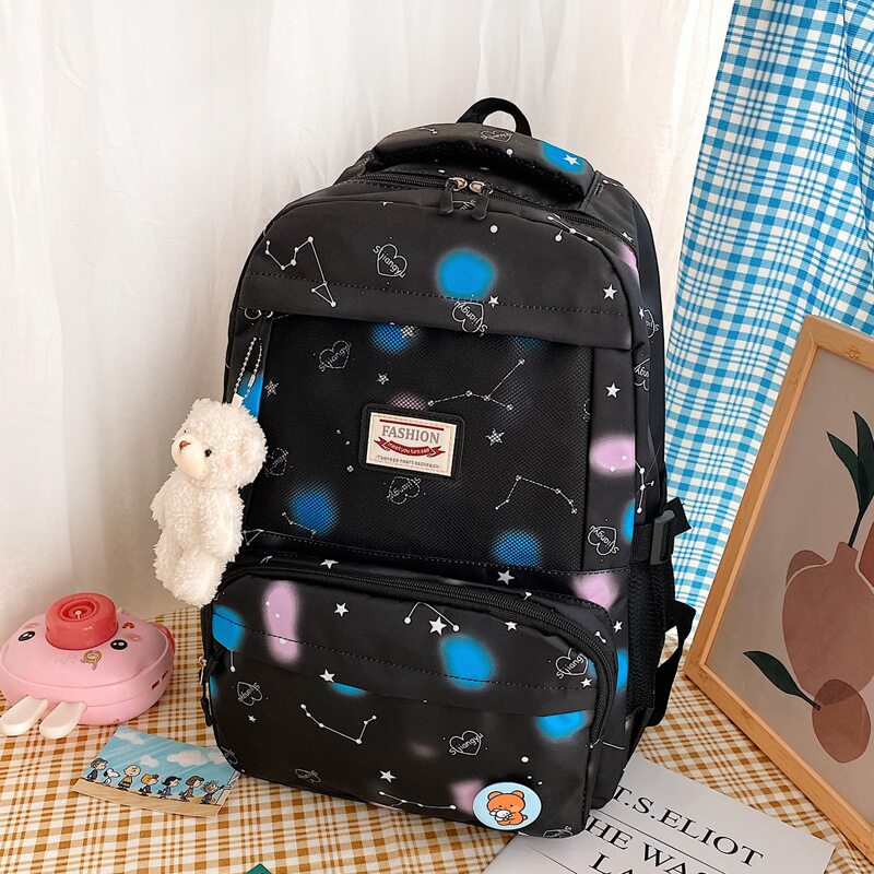 

Heart & Star Print Backpack, Black