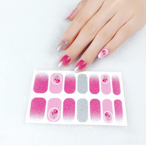 

1sheet Glitter Nail Sticker, Multicolor
