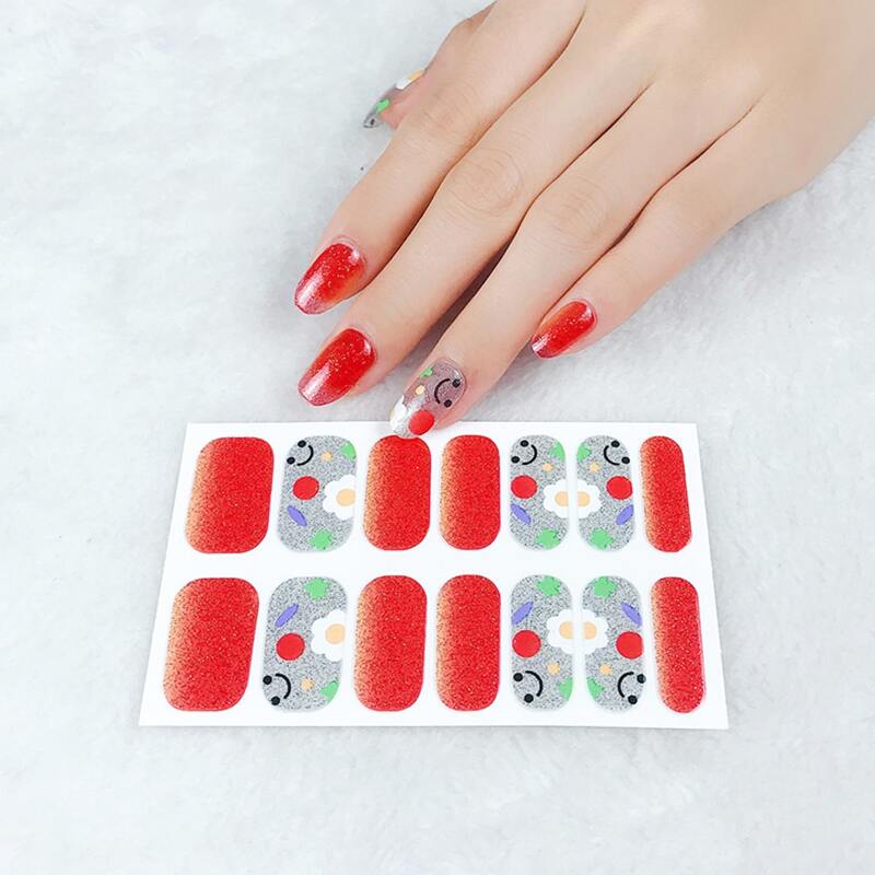 

1sheet Glitter Nail Sticker, Multicolor