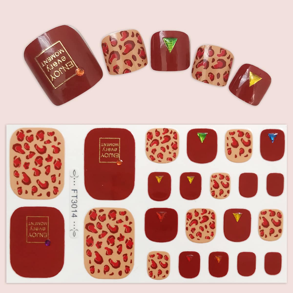 

1sheet Leopard Pattern Toenail Sticker, Multicolor