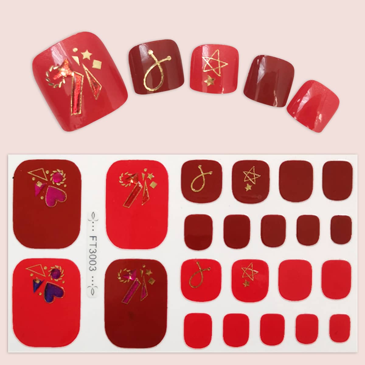 

1sheet Bronzing Graphic Toenail Sticker, Multicolor