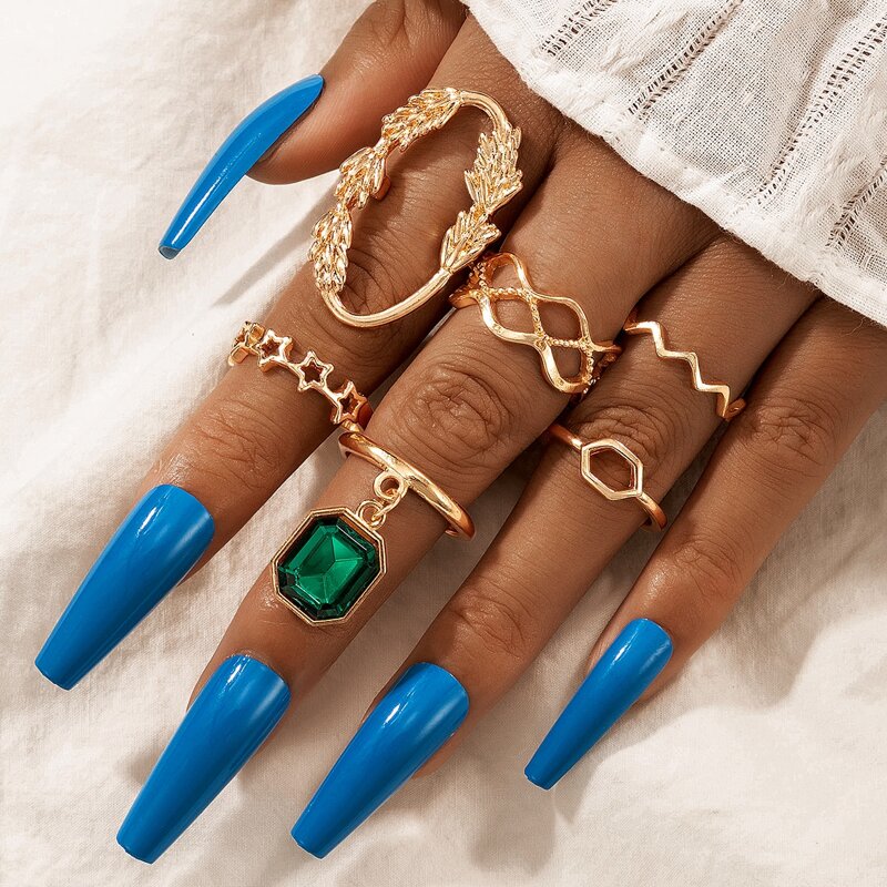 

6pcs Star Decor Ring, Gold