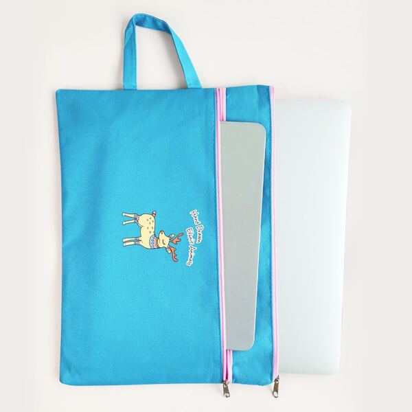 

Cartoon Deer Print Laptop Bag, Blue