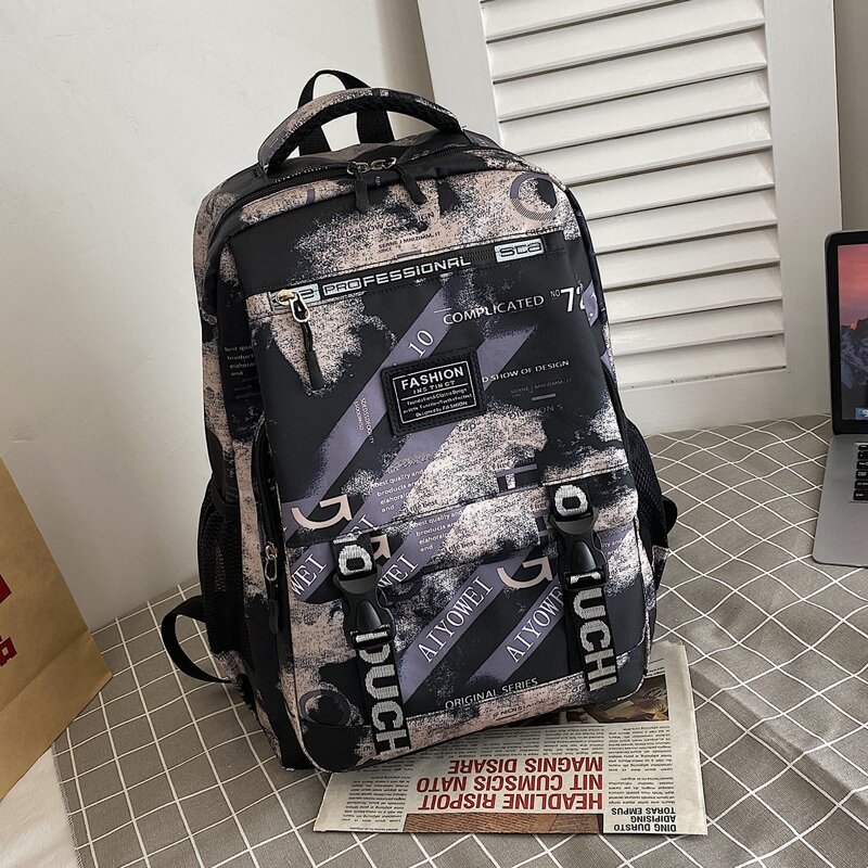 

Letter Graphic Backpack, Grey