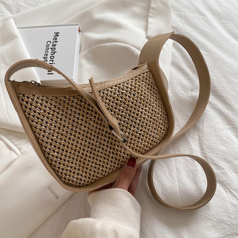 

Woven Crossbody Bag, Khaki