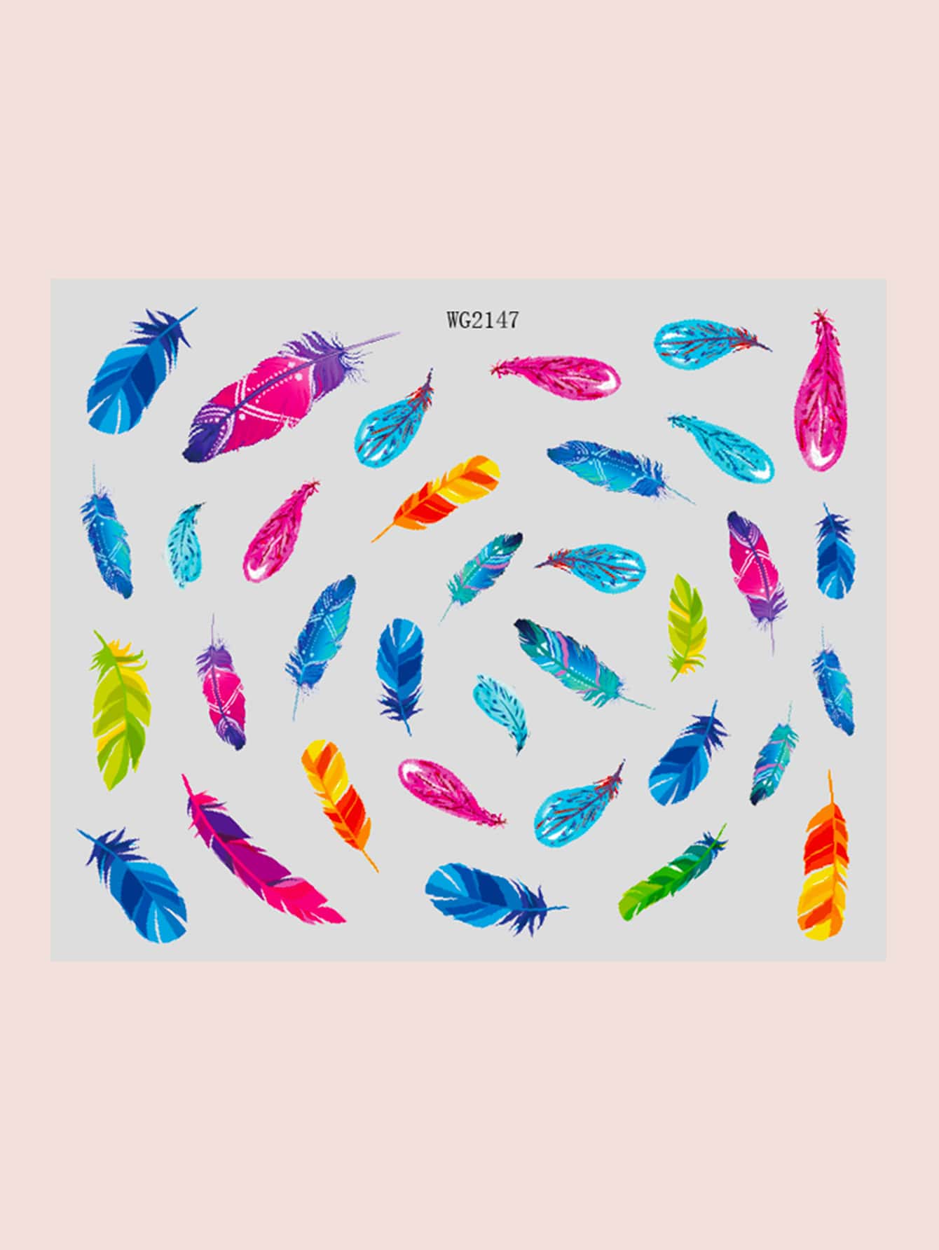 1枚 羽根柄ネイルステッカー DIYネイルチャーム ネイルジェム ネイル用品 - マルチカラー - 見る 2