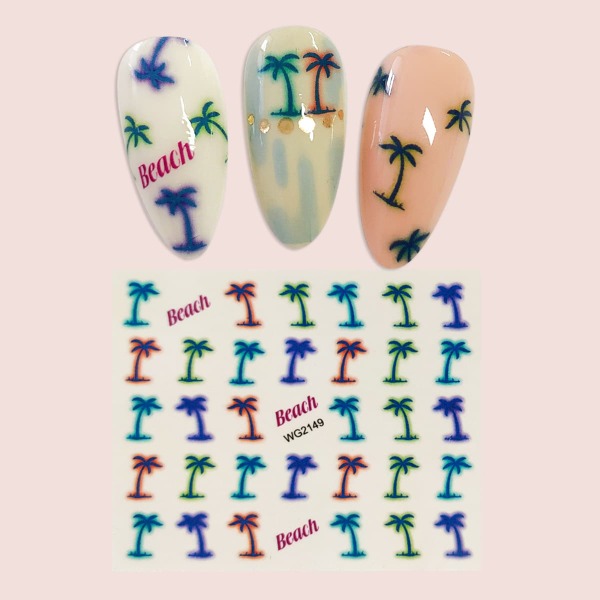 

1sheet Tropical Pattern Nail Sticker, Multicolor