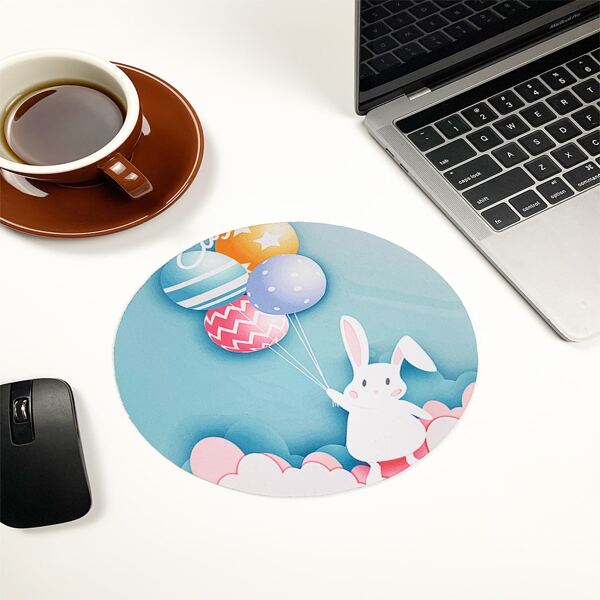 

Cartoon Rabbit Print Round Mouse Pad, Multicolor