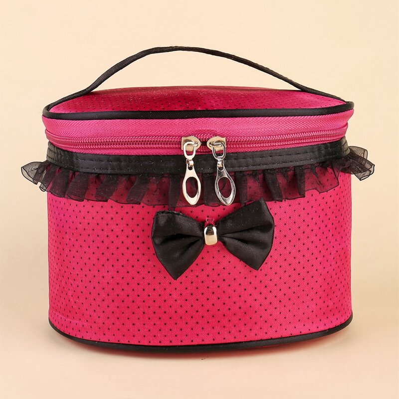 

Bow Decor Polka Dot Makeup Bag, Hot pink