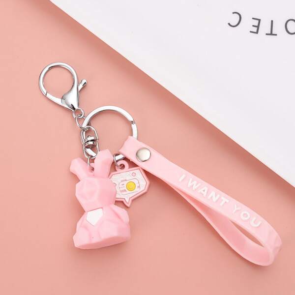 

Cartoon Rabbit Design Bag Charm, Pink