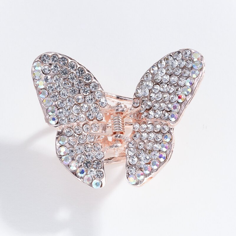 

Rhinestone Butterfly Design Hair Claw, White