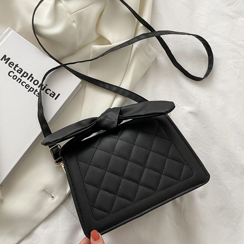 

Quilted Satchel Bag, Black