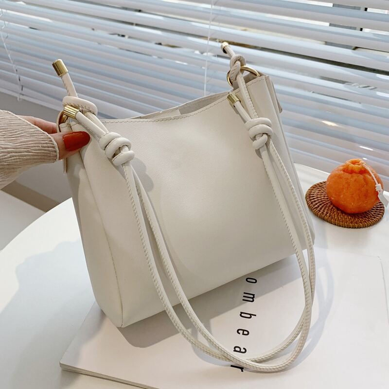 

Minimalist Bucket Bag With Inner Pouch, White