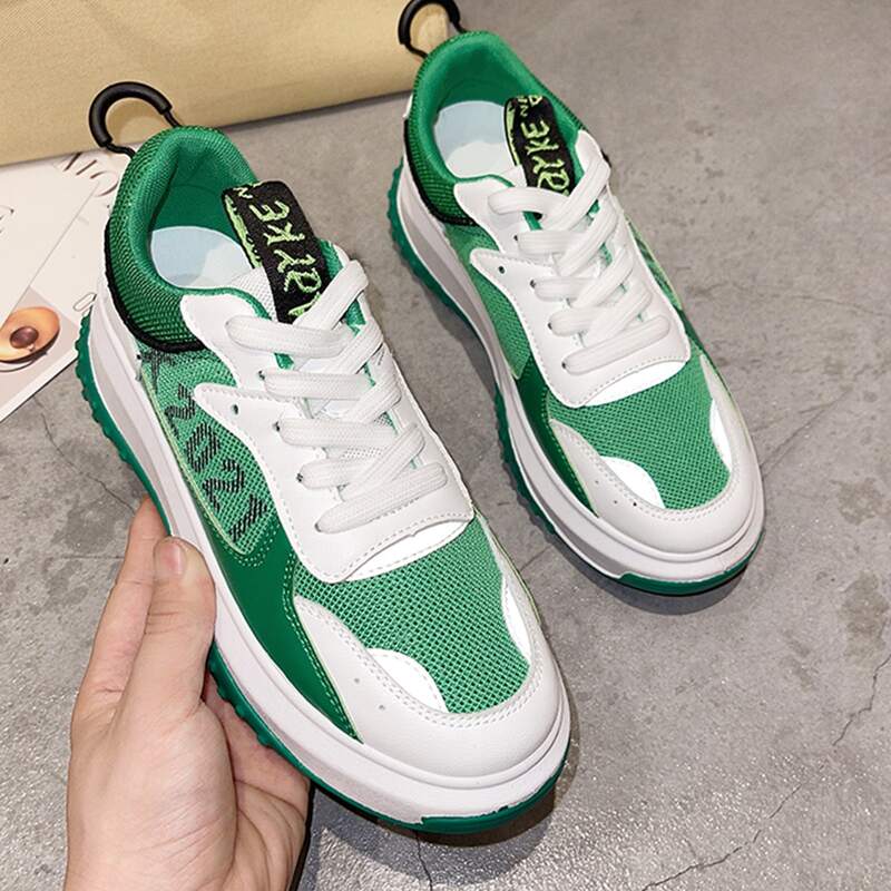 

Lace Up Front Number Pattern Sneakers, Green