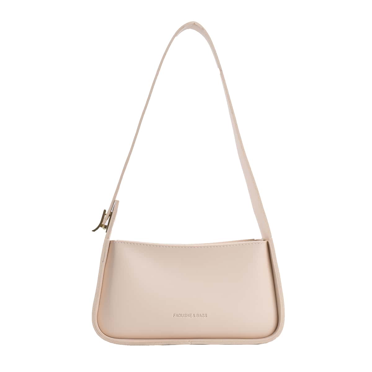 

Letter Embossed Shoulder Bag, Beige