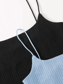 SHEIN Essnce 2 Packs Rib-Knit Cami Top - Multicolor - View 4