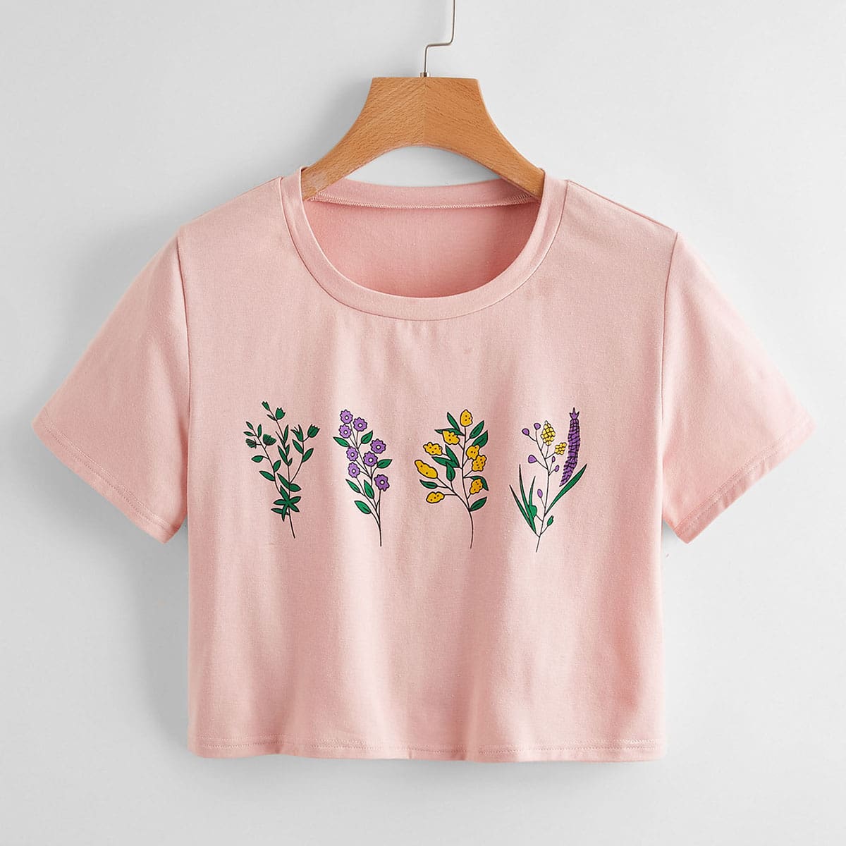 

Floral Graphic Crop Tee, Pink