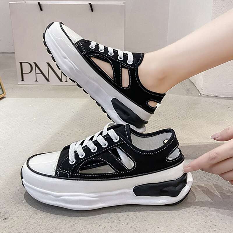 

Cut Out Canvas Shoes, Black