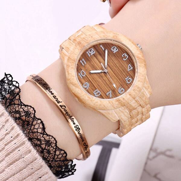 

1pc Simple Round Pointer Quartz Watch & 1pc Bracelet