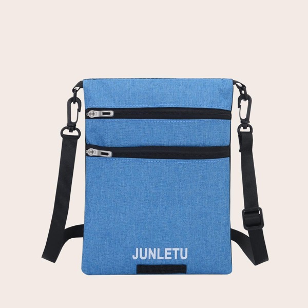 

Men Letter Graphic Crossbody Bag, Blue