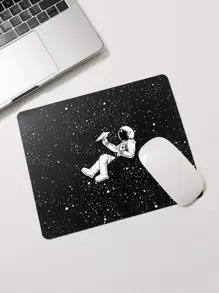 Alfombrilla mouse con estampado de astronauta - Blanco y Negro - Ver 1