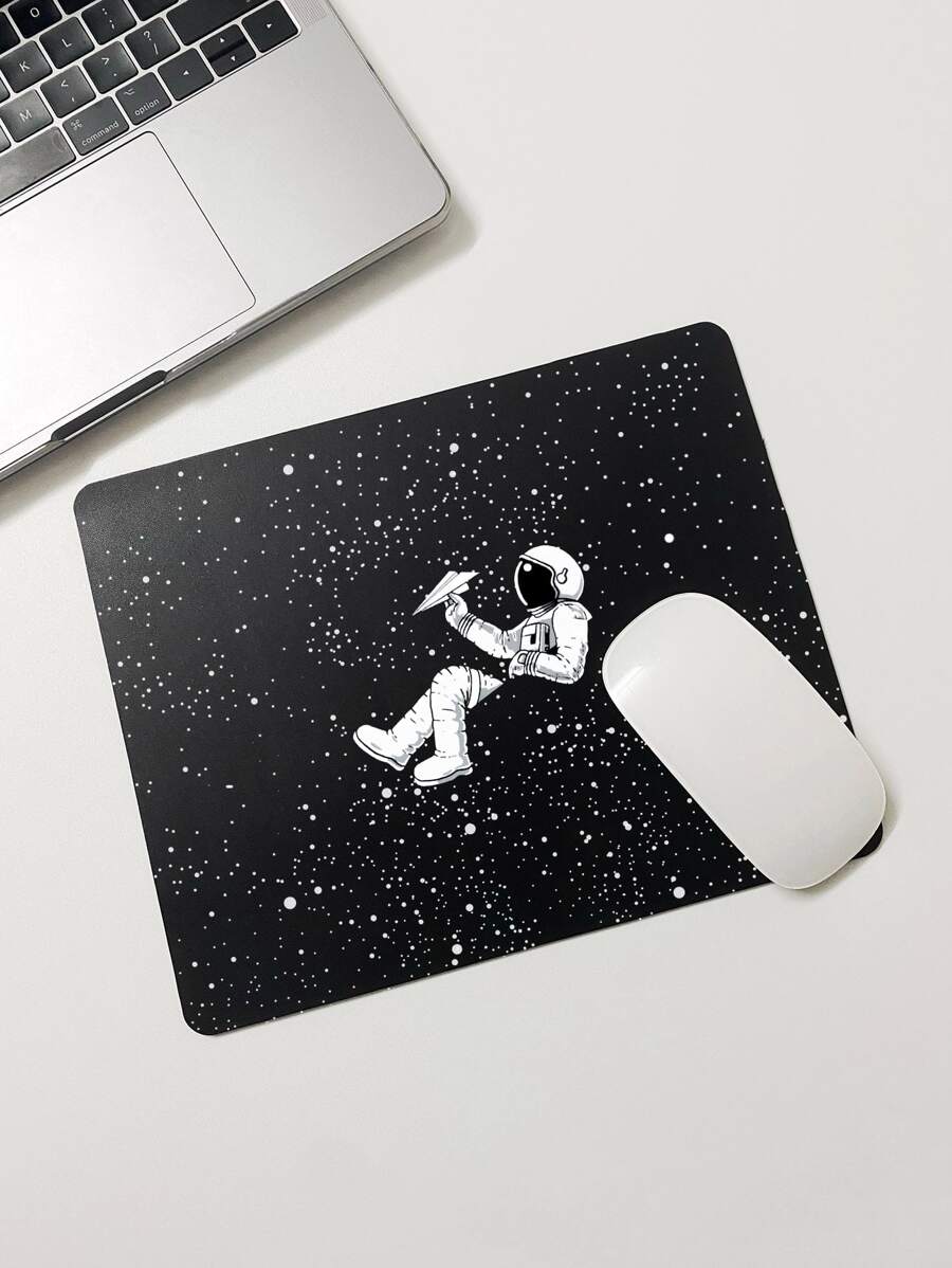 Alfombrilla mouse con estampado de astronauta - Blanco y Negro - Ver 1