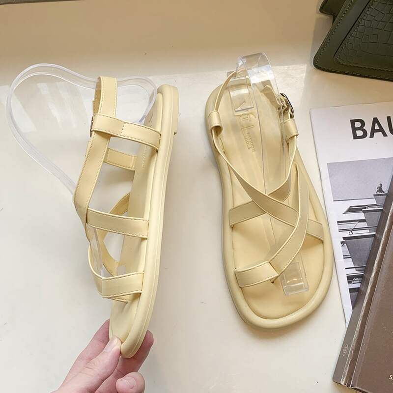 

Cross Strap Flat Thong Sandals, Yellow