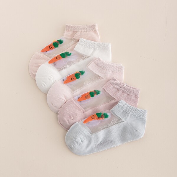 

5pairs Toddler Girls Cartoon Graphic Socks, Multicolor