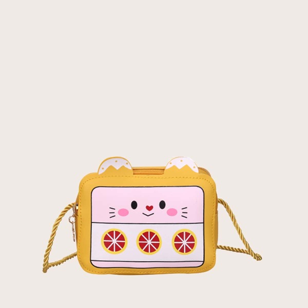 

Girls Cartoon Graphic Ear Decor Crossbody Bag, Yellow