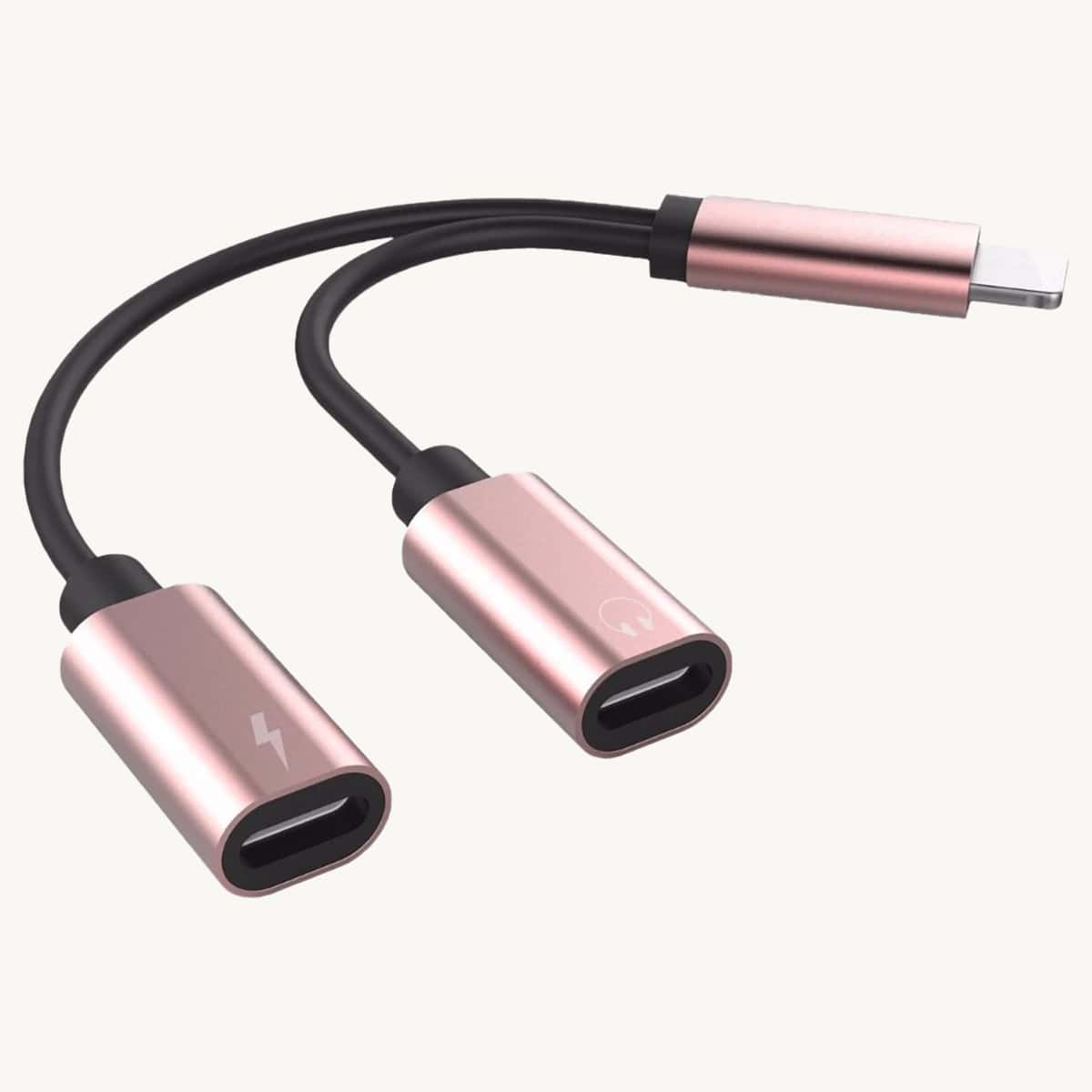 

2 In 1 Charger Cable Adapter, Pink