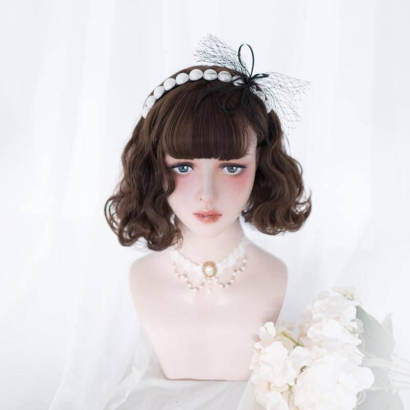 

Short Curly Wig With Bangs, Chocolate brown