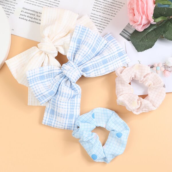 

2pcs Toddler Girls Hair Clip & 2pcs Scrunchie, Multicolor