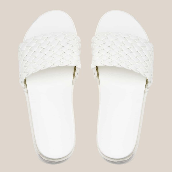 

Minimalist Braided Flatform Mules, White