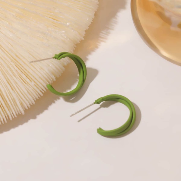 

Cuff Hoop Earrings, Green