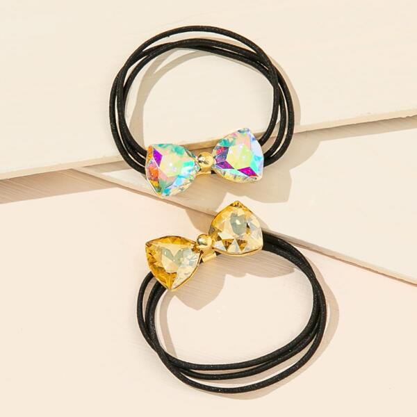 

2pcs Bow Knot Decor Hair Tie, Multicolor