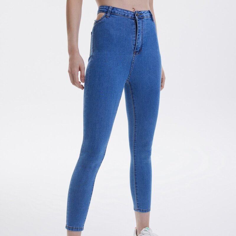 

Solid Cut Out Skinny Jeans, Dark wash