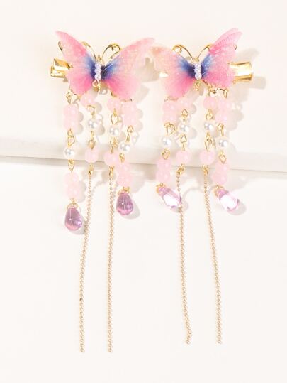 小女童兩入組蝴蝶裝飾髮夾