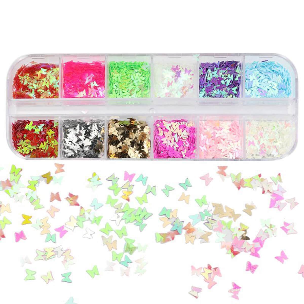 

2boxs Holographic Nail Art Decoration, Multicolor