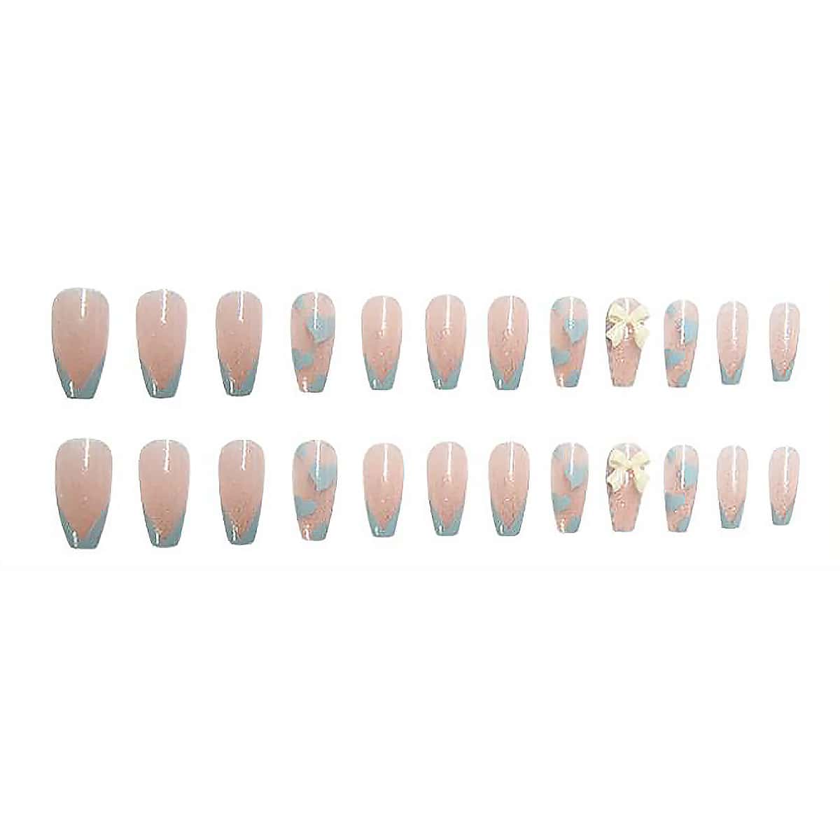 

24pcs Heart Pattern Fake Nail, Clear