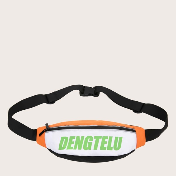 

Letter Graphic Color Block Fanny Pack, Multicolor