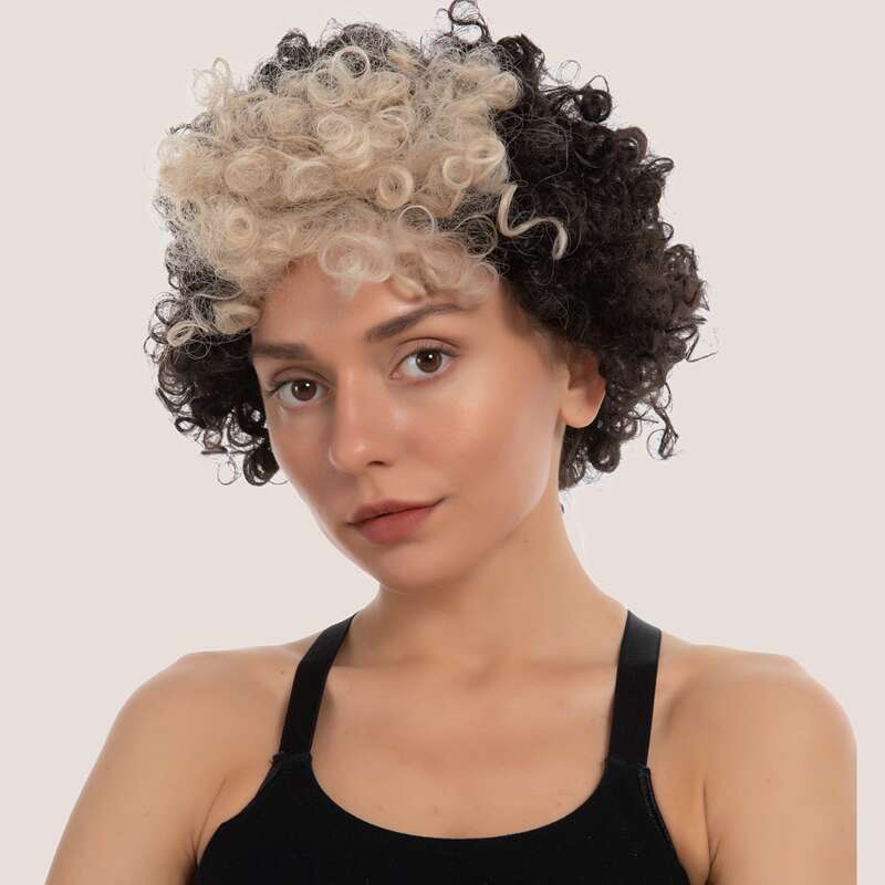 

Two Tone Curly Short Wig, Multicolor