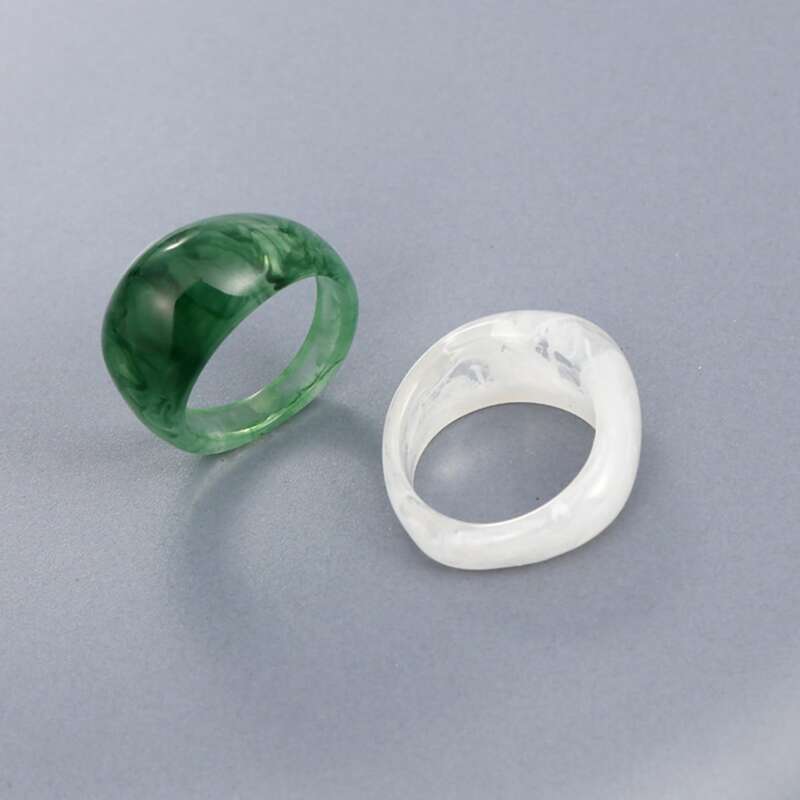 

2pcs Simple Resin Ring, Multicolor