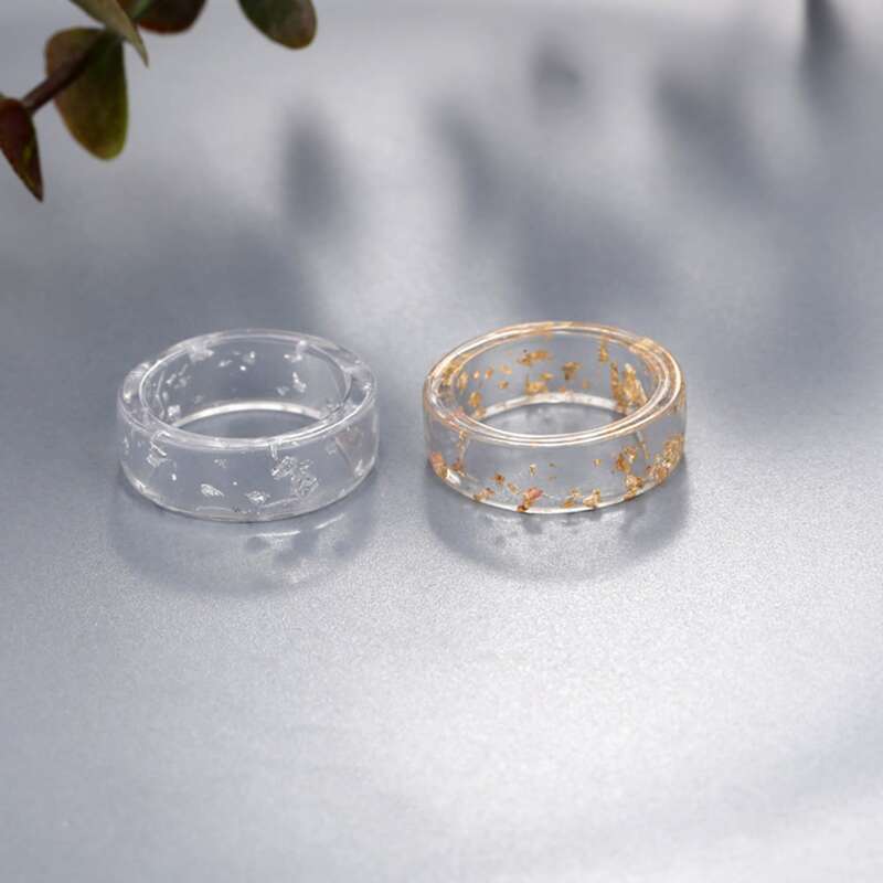 

2pcs Simple Resin Ring, Multicolor