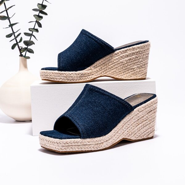 

Minimalist Espadrille Wedge Mules, Blue