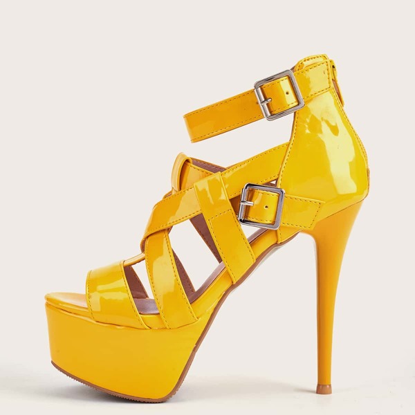 

Minimalist Platform Stiletto Heeled Sandals, Yellow